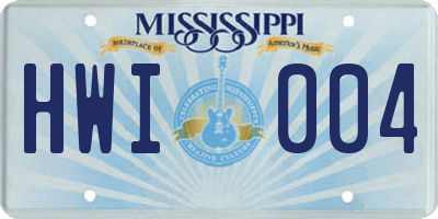 MS license plate HWI004