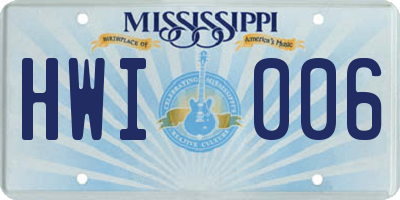 MS license plate HWI006