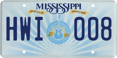 MS license plate HWI008