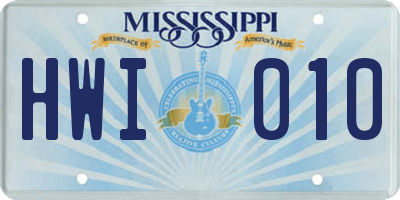 MS license plate HWI010