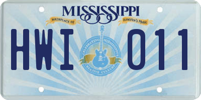 MS license plate HWI011