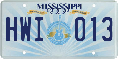 MS license plate HWI013