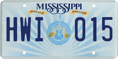 MS license plate HWI015