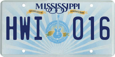MS license plate HWI016