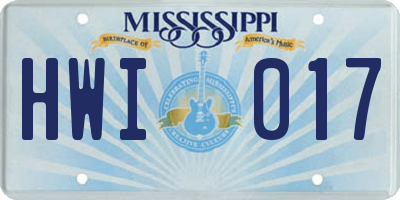MS license plate HWI017