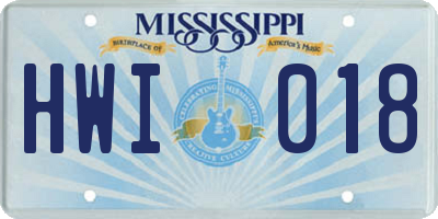 MS license plate HWI018