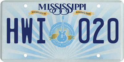 MS license plate HWI020