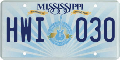 MS license plate HWI030