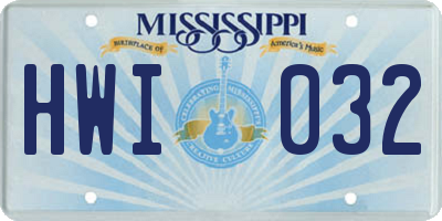 MS license plate HWI032