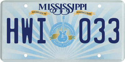 MS license plate HWI033