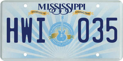 MS license plate HWI035
