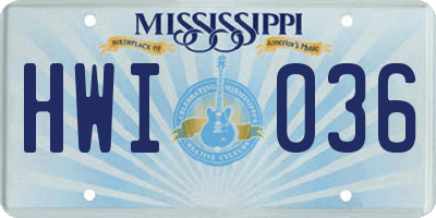 MS license plate HWI036