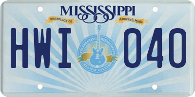 MS license plate HWI040