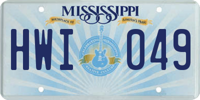 MS license plate HWI049