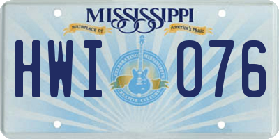 MS license plate HWI076