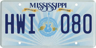 MS license plate HWI080