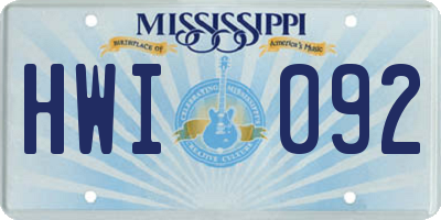 MS license plate HWI092