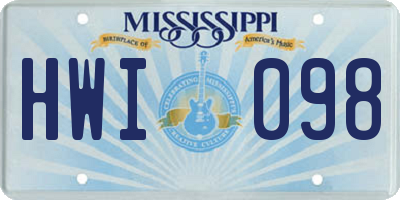 MS license plate HWI098