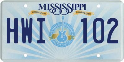 MS license plate HWI102