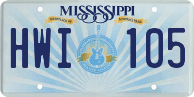 MS license plate HWI105
