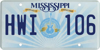 MS license plate HWI106