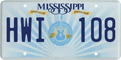 MS license plate HWI108
