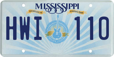 MS license plate HWI110