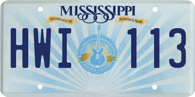 MS license plate HWI113