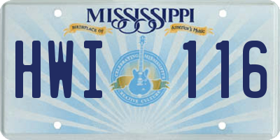 MS license plate HWI116