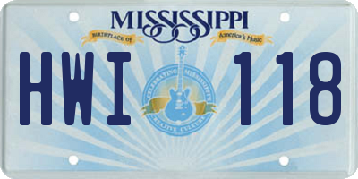 MS license plate HWI118