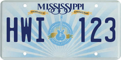 MS license plate HWI123