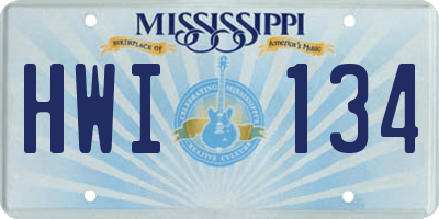 MS license plate HWI134