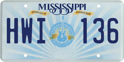 MS license plate HWI136