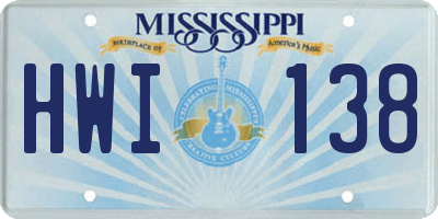 MS license plate HWI138