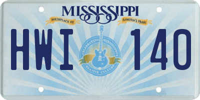 MS license plate HWI140