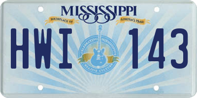 MS license plate HWI143