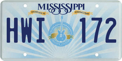 MS license plate HWI172