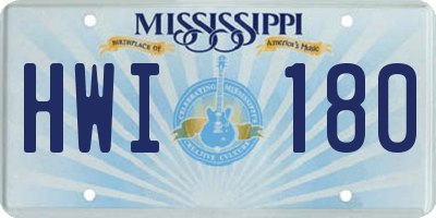 MS license plate HWI180