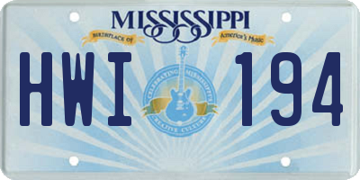 MS license plate HWI194