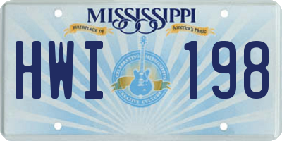 MS license plate HWI198