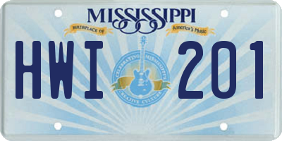 MS license plate HWI201