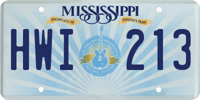 MS license plate HWI213