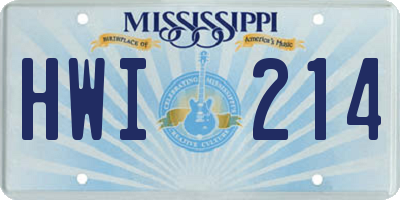 MS license plate HWI214