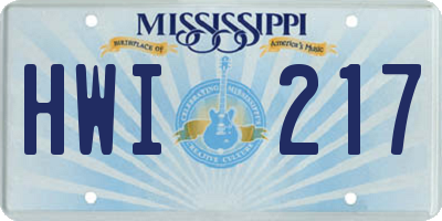 MS license plate HWI217