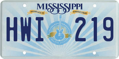 MS license plate HWI219