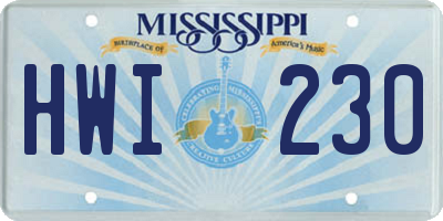 MS license plate HWI230
