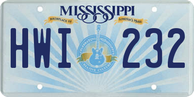 MS license plate HWI232