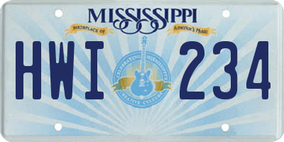MS license plate HWI234