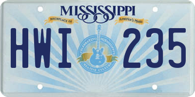 MS license plate HWI235