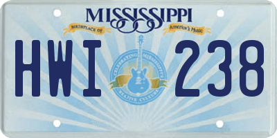 MS license plate HWI238